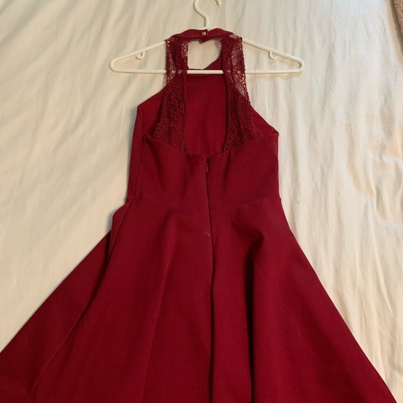 Dark Red Halter Dress - Picture 4 of 7